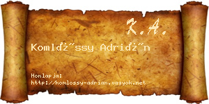 Komlóssy Adrián névjegykártya